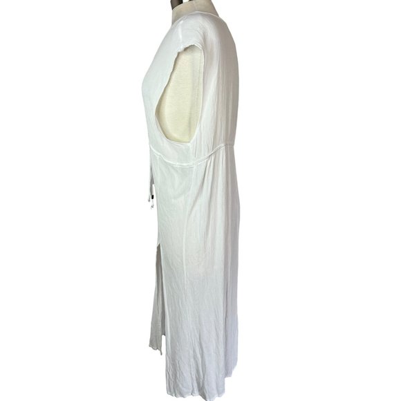 Kona Soul Swim Cover-up Large White Midi Slits V neck Elastic Waist - Picture 3 of 13